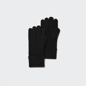 UNIQLO 100pct Cashmere Knitted Gloves Black | YPNGATF-34