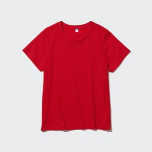 UNIQLO 100pct Supima Cotton Crew Neck Short Sleeved T-Shirt Red | QWYENJM-24