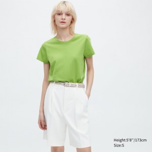 UNIQLO 100pct Supima Cotton Crew Neck Short Sleeved T-Shirt Green | DHICLUW-10