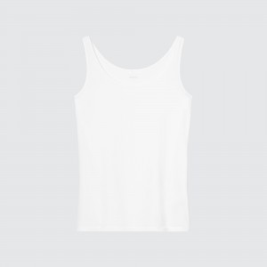 UNIQLO Airism Sleeveless Vest Top White | JSMHUPR-38