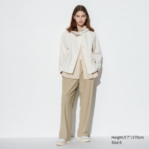 UNIQLO Airism Ultra Stretch Straight Wide Leg Trousers Beige | WCSDLRP-62