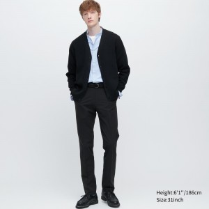 UNIQLO Airsense Ultra Light Cotton Like Trousers Long Black | TEVKJFO-18