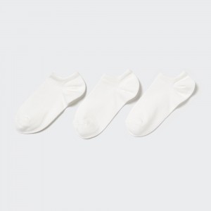 UNIQLO Ankle Socks Three Pairs White | DZQATXY-81