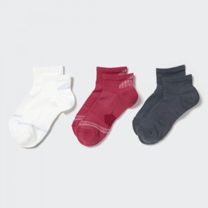 UNIQLO Ankle Sports Socks Three Pairs Off White | CEBLVDW-35