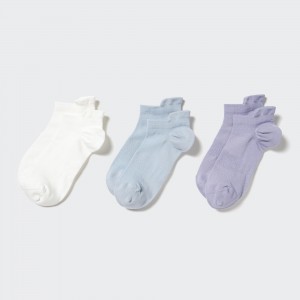 UNIQLO Ankle Sports Socks Three Pairs Off White | LMNCYIE-24