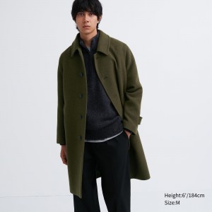 UNIQLO Balmacaan Coat Olive | AYZLKRQ-10