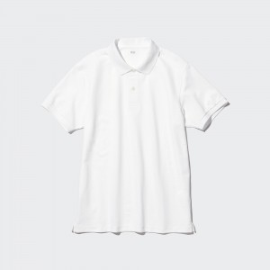UNIQLO Dry Piqué Polo Shirt White | XONECKH-19