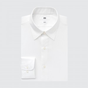 UNIQLO Easy Care Broadcloth Stretch Slim FiT-Shirt Regular Collar White | FBYSGRU-75