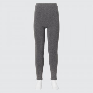 UNIQLO Girls Heattech Extra Warm Pile Lined Leggings Gray | XWKDFHZ-24