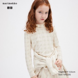 UNIQLO Girls Heattech Turtleneck Long Sleeved Thermal Top Light Gray | TQZPFYG-42