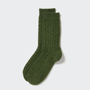 UNIQLO Heattech Cable Knit Thermal Socks Green | ELIZTOA-81