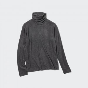 UNIQLO Heattech Fleece Turtleneck Long Sleeved Thermal Top Gray | BEPGOJT-90