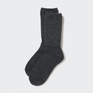 UNIQLO Heattech Soufflé Yarn Thermal Socks Dark Gray | UQPNHFA-56