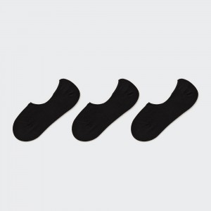 UNIQLO Invisible No Show Socks Three Pairs Black | XFUQIBS-46