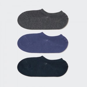 UNIQLO Mesh Invisible No Show Socks Three Pairs Dark Gray | EALCBHU-51