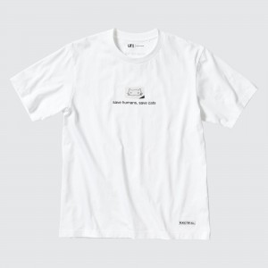UNIQLO Peace For All Graphic T-Shirt Haruki Murakami White | ZWONJRG-83
