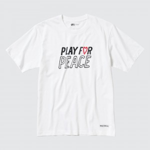 UNIQLO Peace For All Graphic T-Shirt Kei Nishikori White | QNPMWGE-72