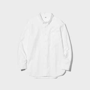 UNIQLO Regular Fit Oxford Shirt Button Down Collar Off White | QLIKSRC-52