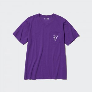 UNIQLO Roger Federer Rf Graphic T-Shirt Purple | HGMDJPQ-14