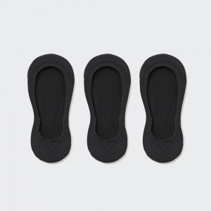 UNIQLO Sheer Invisible No Show Socks Three Pairs Black | HPXBQDZ-81