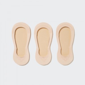 UNIQLO Sheer Invisible No Show Socks Three Pairs Beige | SWOTCPI-05