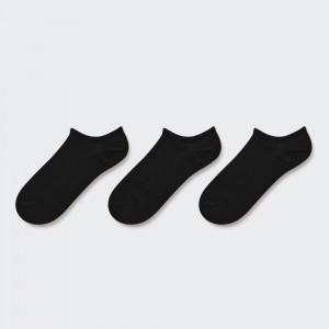 UNIQLO Short Socks Three Pairs Black | RNPBFKE-46