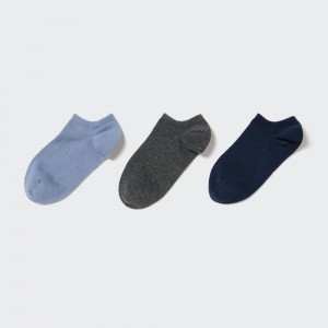 UNIQLO Short Socks Three Pairs Blue | PMIUVFL-09