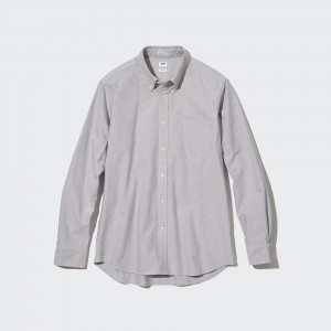 UNIQLO Slim Fit Oxford Shirt Gray | DRNSQAX-15