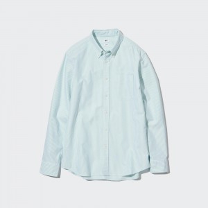 UNIQLO Slim Fit Striped Oxford Shirt Green | SVNAYXI-62