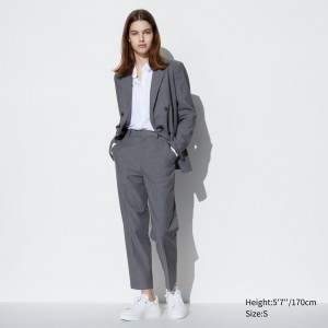 UNIQLO Smart Ankle Length Trousers Gray | ZWRJQUS-20