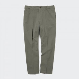 UNIQLO Smart Cotton Ankle Length Trousers Olive | RSVCWFU-72