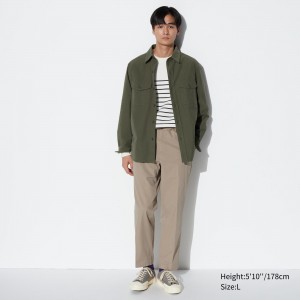 UNIQLO Smart Cotton Ankle Length Trousers Beige | BMYLUDT-53