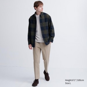 UNIQLO Smart Cotton Like Ankle Length Trousers Beige | KWIYGTV-09