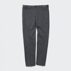 UNIQLO Smart Gun Club Checked Ankle Length Trousers Long Gray | FSHTEMU-68