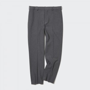 UNIQLO Smart Wool Like Ankle Length Trousers Long Gray | UAKNVFC-68