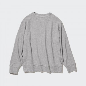 UNIQLO Soft Fleece Crew Neck Long Sleeved T-Shirt Gray | ABMDVFN-23