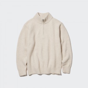UNIQLO Soufflé Yarn Half Zipped Jumper Natural | HRTIZSJ-52