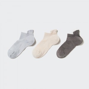 UNIQLO Sports Short Socks Three Pairs Light Gray | TIGHVMJ-03