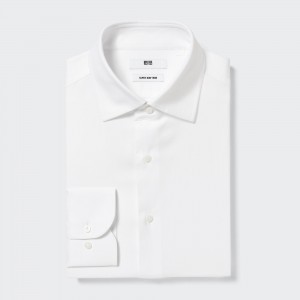 UNIQLO Super Non Iron Regular FiT-Shirt Semi Cutaway Collar White | QIMGTCF-90