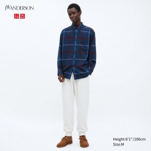 UNIQLO Textured Jersey Trousers Off White | XGMUAFL-39