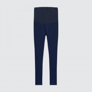 UNIQLO Ultra Stretch Maternity Denim Leggings Blue | WZDLPSA-95
