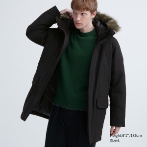 UNIQLO Ultra Warm Hybrid Down Coat Black | TVGNSKM-80