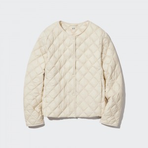 UNIQLO Warm Padded Quilted Jacket Off White | IMDEHRY-65