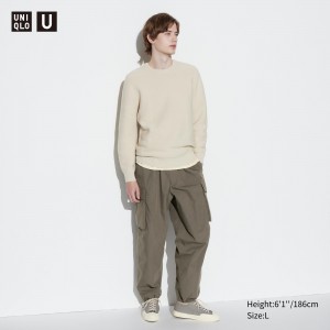 UNIQLO Wide Fit Parachute Cargo Trousers Olive | HNFYCKO-62