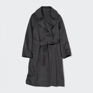 UNIQLO Wool Blend Oversized Long Coat Gray | YXHBRWZ-38